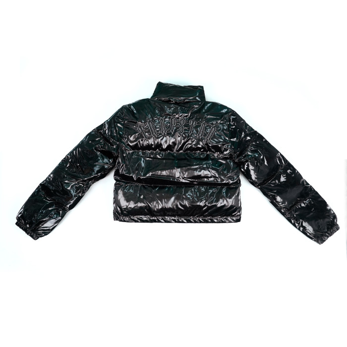 1:1 quality version Black Short Glossy Down Jacket for girls