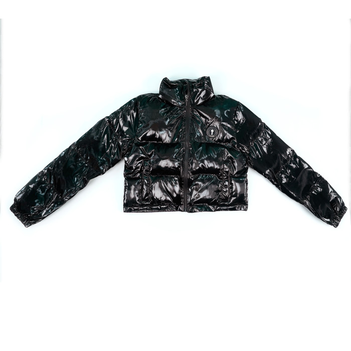 1:1 quality version Black Short Glossy Down Jacket for girls
