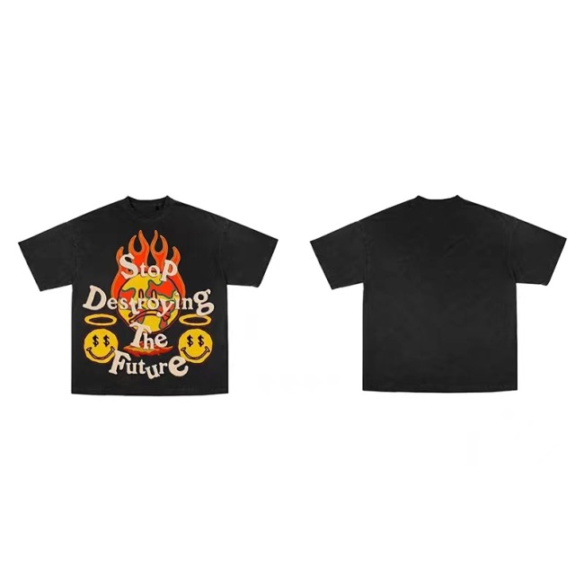 Flame Smiley Emoji Short Sleeve Tee