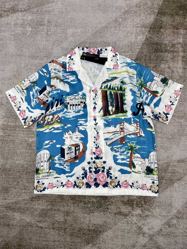 1:1 quality version Holiday travel silk short sleeve  shirt