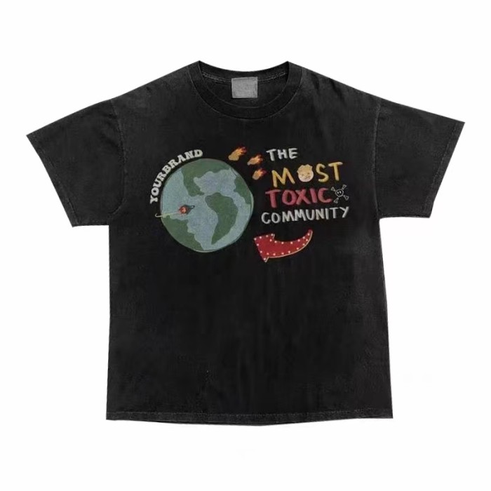 1:1 quality version Graffiti Planet Print Short Sleeve Tee