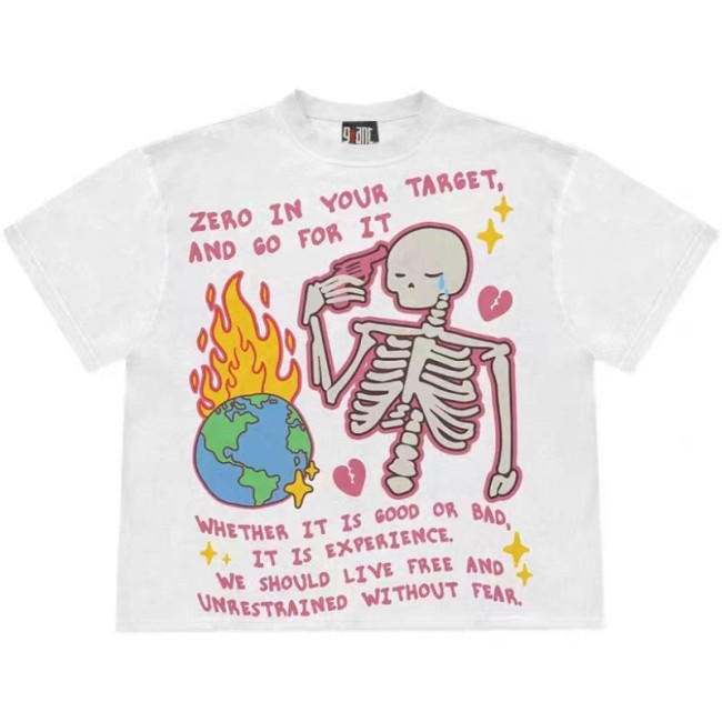 1:1 quality version Broken Heart Skull Graffiti Short Sleeve Tee