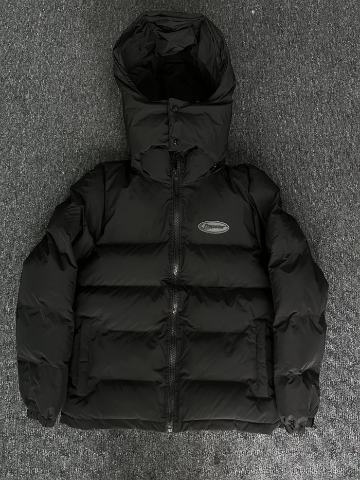 1:1 quality version  Black letter-print down-filled hooded jacket