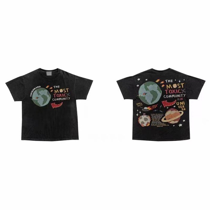 1:1 quality version Graffiti Planet Print Short Sleeve Tee