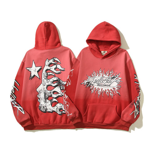 Vintage Flame Red Unicorn Arm Print Hoodie