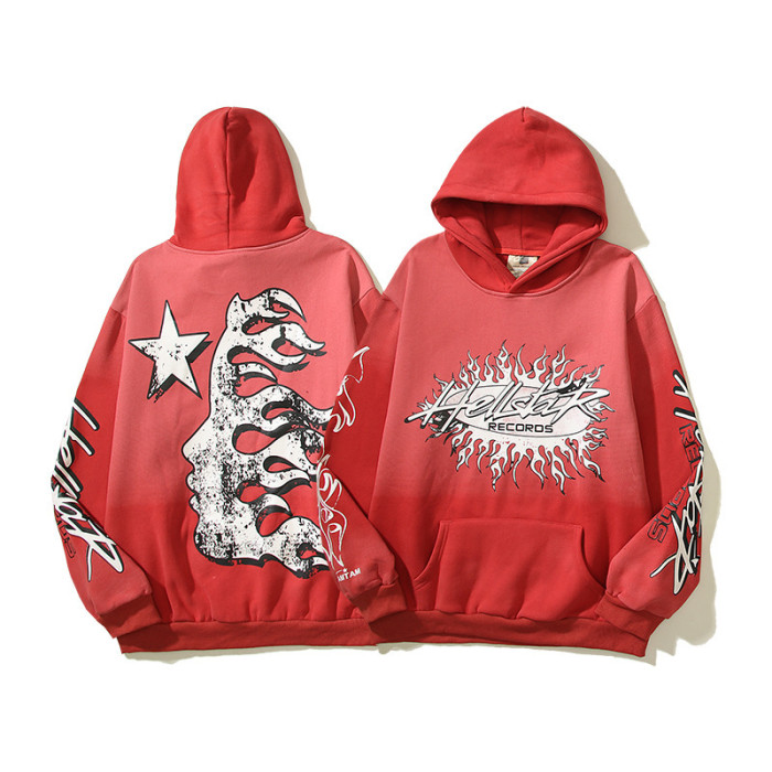 Vintage Flame Red Unicorn Arm Print Hoodie