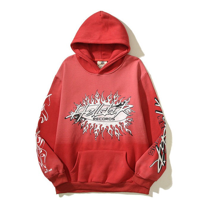 Vintage Flame Red Unicorn Arm Print Hoodie