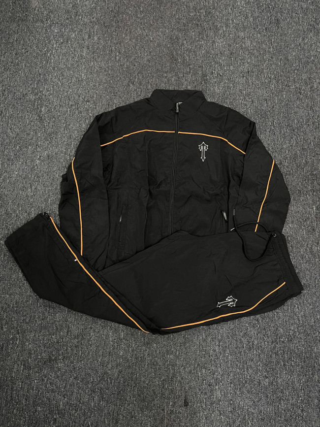 1:1 quality version Black Orange Trim Embroidered Jacket Set