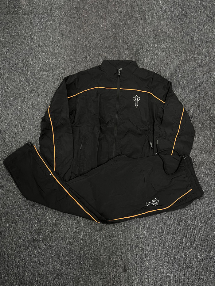 1:1 quality version Black Orange Trim Embroidered Jacket Set