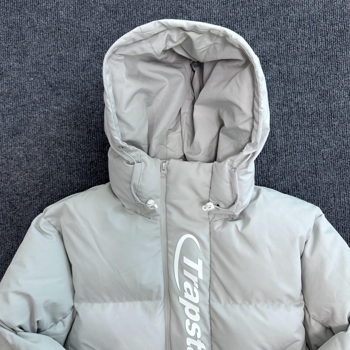 1:1 quality version Gray and White Letter Embroidered Hooded Down Jacket