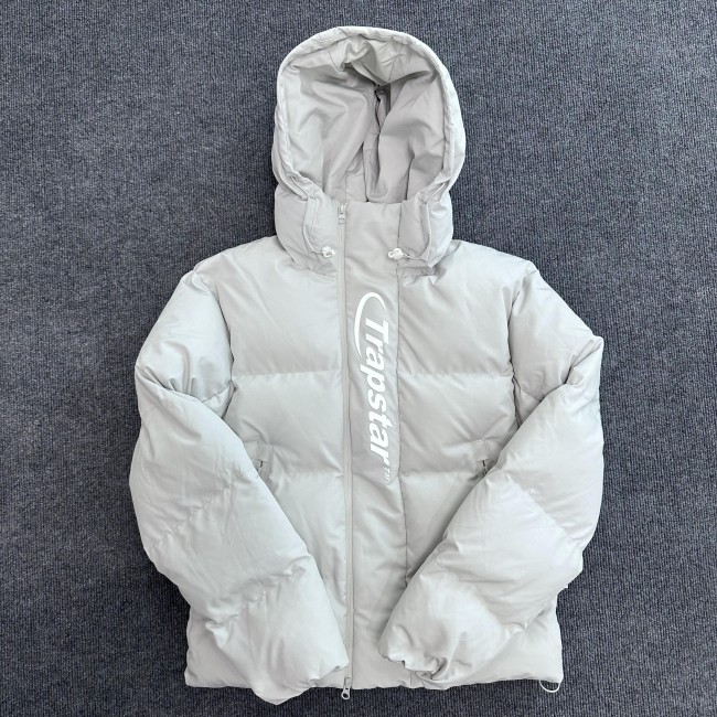 1:1 quality version Gray and White Letter Embroidered Hooded Down Jacket