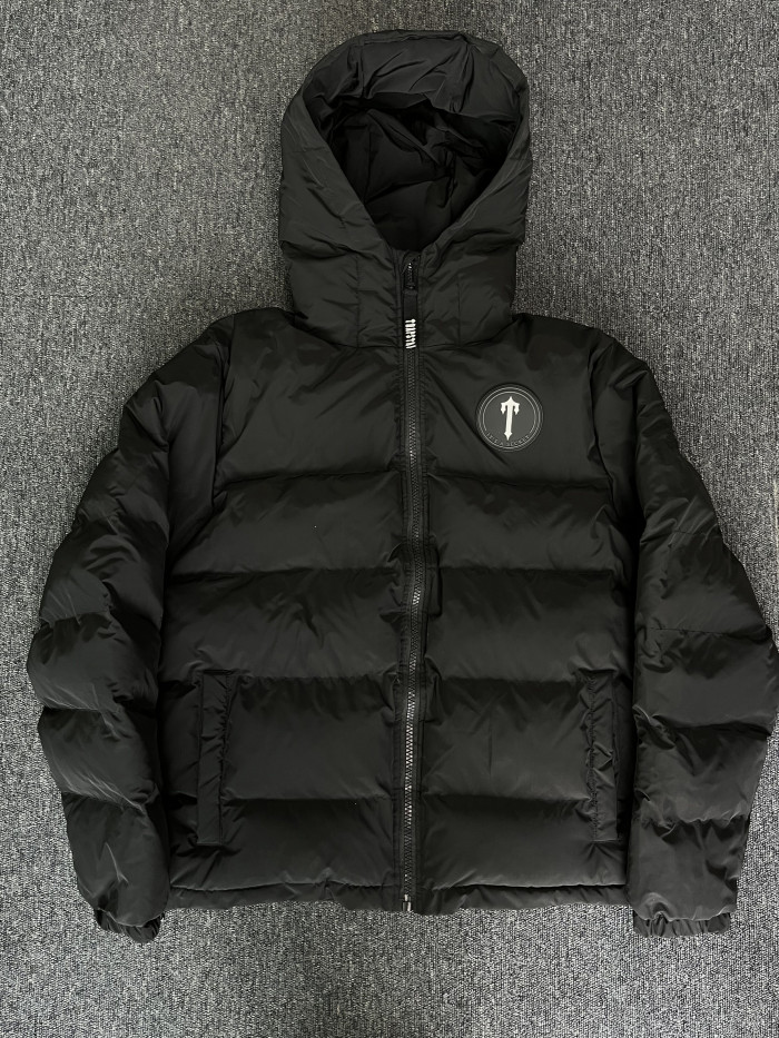 1:1 quality version  Black Big Label Hooded Embroidered Down Jacket