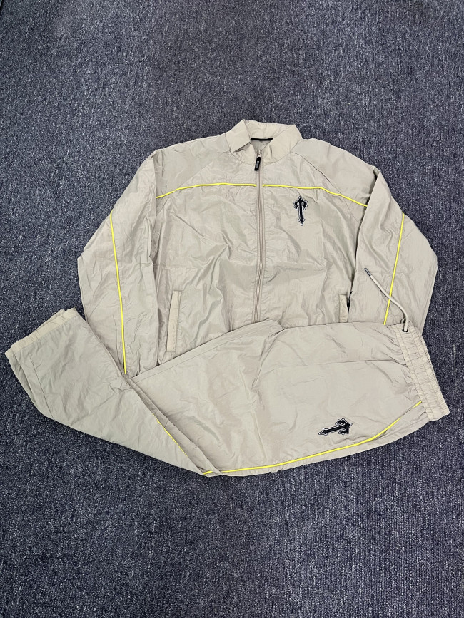 1:1 quality version Khaki Embroidered Jacket  Set