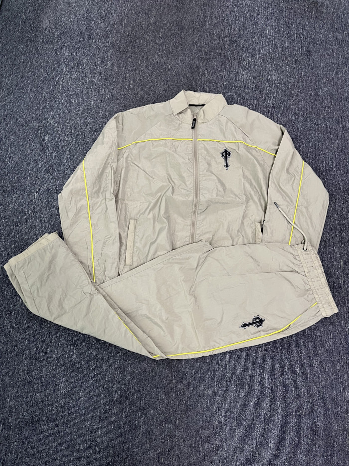 1:1 quality version Khaki Embroidered Jacket  Set