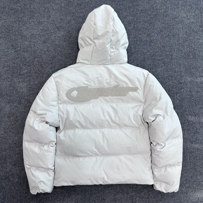 1:1 quality version Gray and White Letter Embroidered Hooded Down Jacket