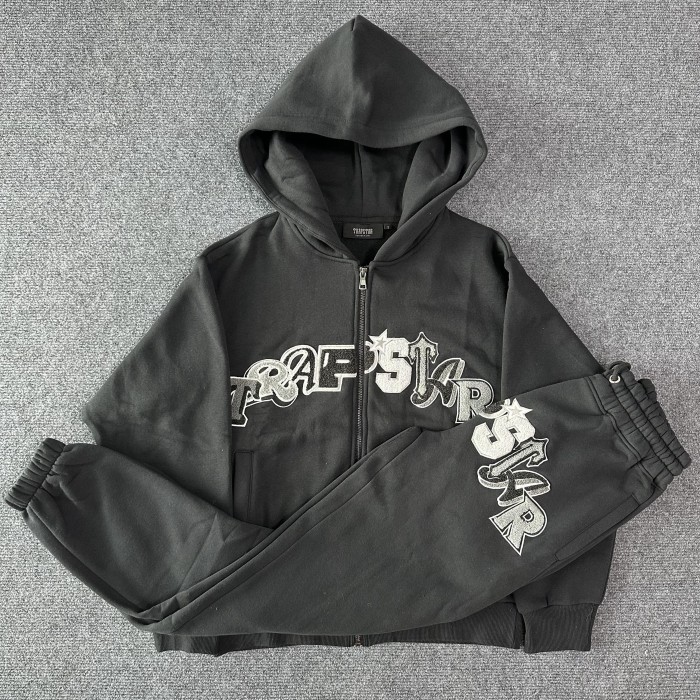 1:1 quality version Black And White Monogrammed Towel Embroidered Zipper hoodie