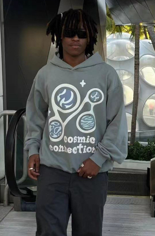 Cosmic Contact Foam Graffiti Print Sweatshirt Hoodie