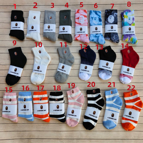 Basic Stripe Tie-Dye Sweat-wicking Cotton Socks