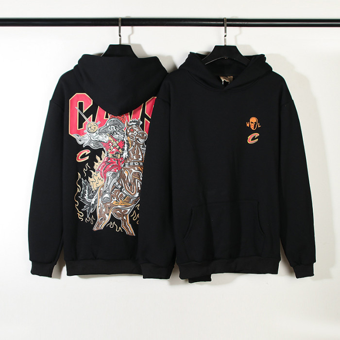 Skeleton Knight Print Black Hoodie
