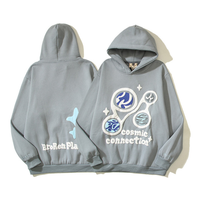 Cosmic Contact Foam Graffiti Print Sweatshirt Hoodie