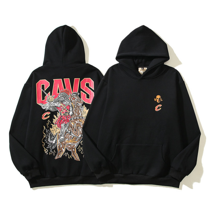 Skeleton Knight Print Black Hoodie