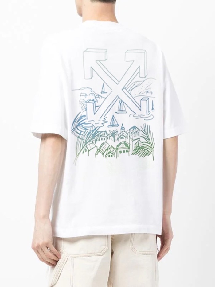 [buy more save more] [Oversized version]1:1 quality version Landscape Arrow Print T-shirt Tee