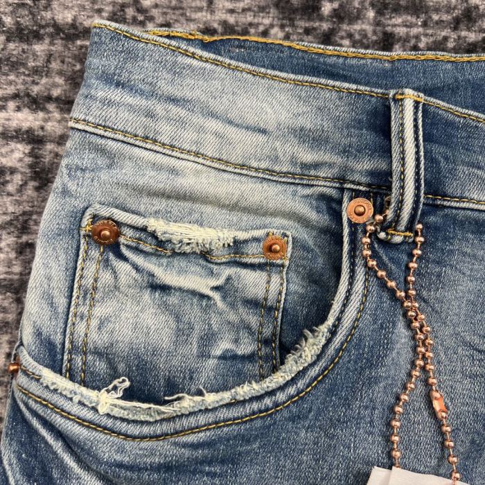 1:1 quality version Men's Washed Old  Slim Fit Jeans