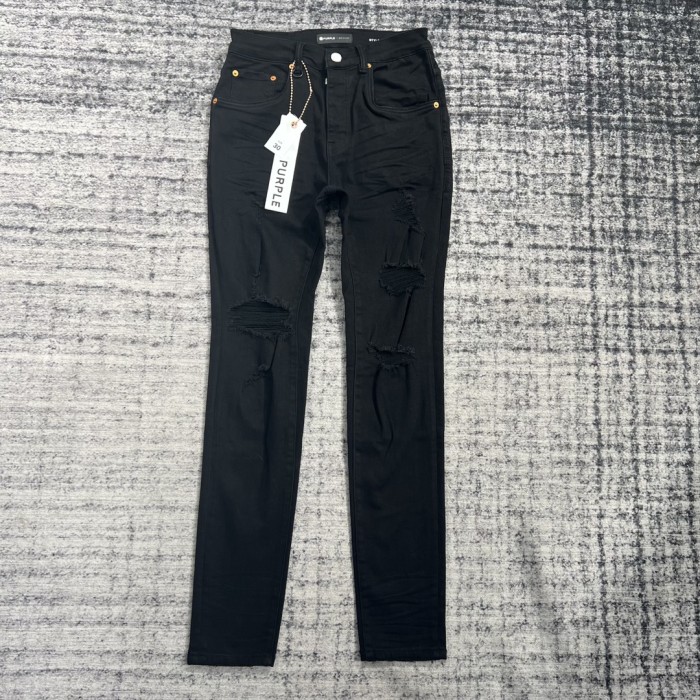 1:1 quality version Pure Black Scratch Slim Fit Jeans