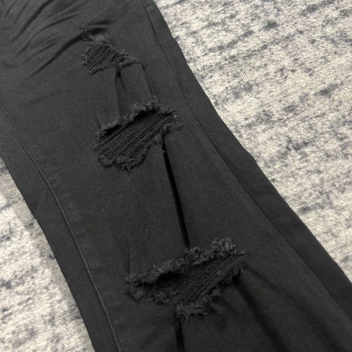 1:1 quality version Pure Black Scratch Slim Fit Jeans
