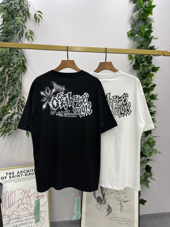 1:1 quality version Irregular letter print short sleeve T-shirt  2 colors
