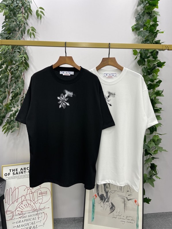 1:1 quality version Irregular letter print short sleeve T-shirt  2 colors