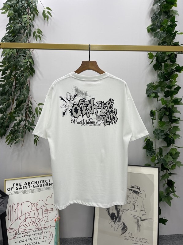 1:1 quality version Irregular letter print short sleeve T-shirt  2 colors