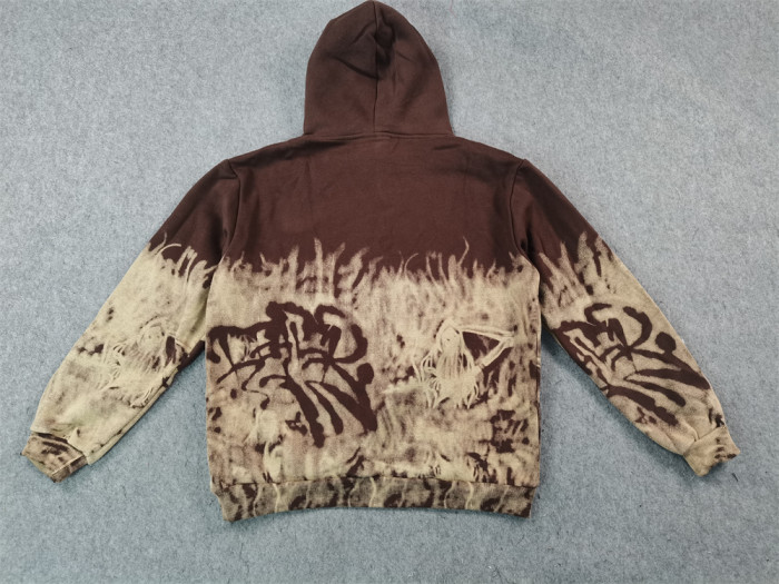 Gradient Tie-Dye Hellfire Flame Retro Hoodie