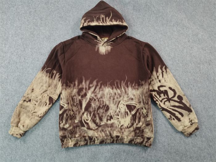 Gradient Tie-Dye Hellfire Flame Retro Hoodie