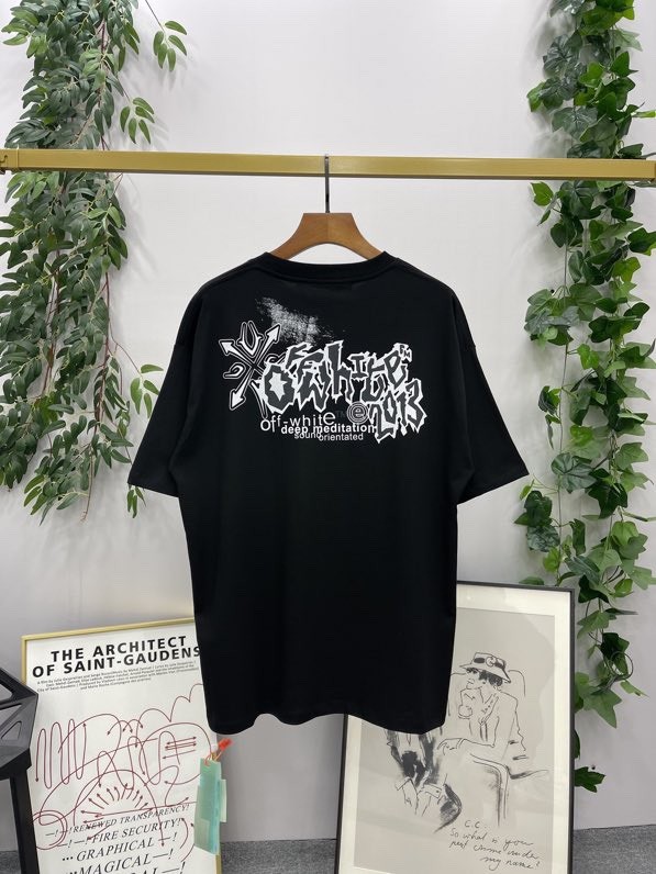1:1 quality version Irregular letter print short sleeve T-shirt  2 colors