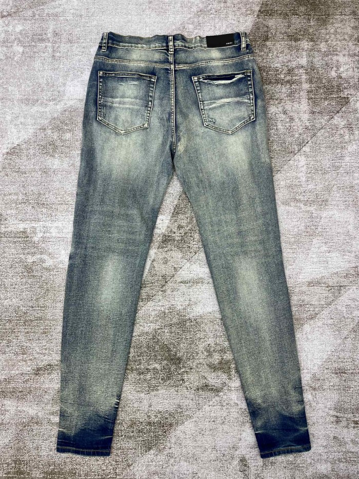 1:1 quality version Leather Cable Spliced Jeans
