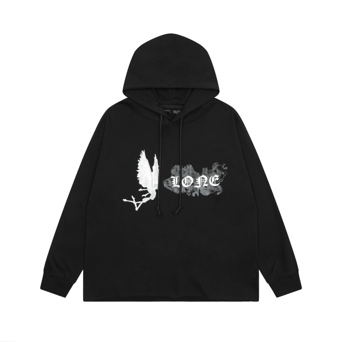 1:1 quality version Smoke Devil Angel Print Hoodie 2 Colors