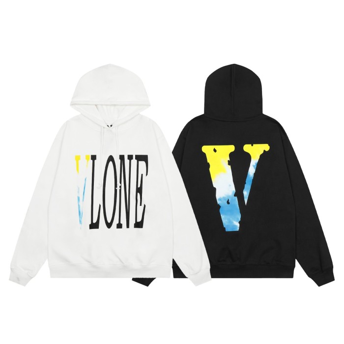 1:1 quality version Big V Blue and Yellow Tie-Dye Hoodie 2 Colors