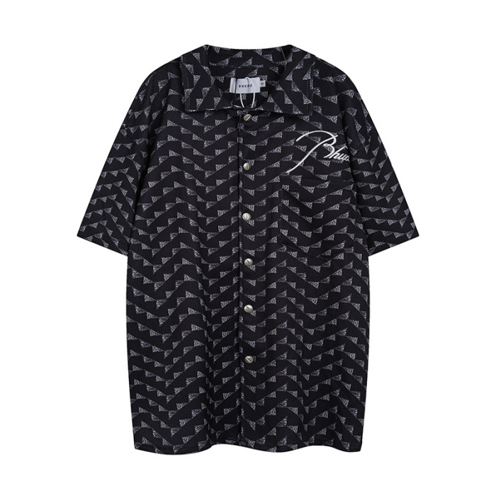 Monogram Embroidered Geometric Shirt 3 colors