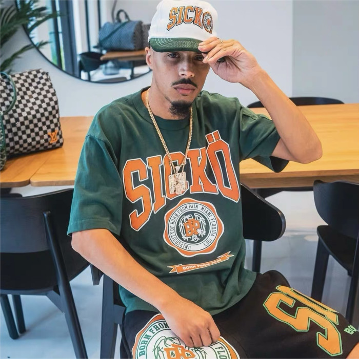 1:1 quality version Circle Letter Logo Print Tee 2 Colors