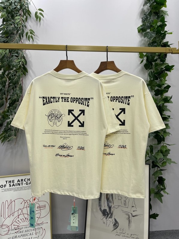 [50% Off]Off White 1:1 quality version Flocked letter arrow short sleeve T-shirt 22982306
