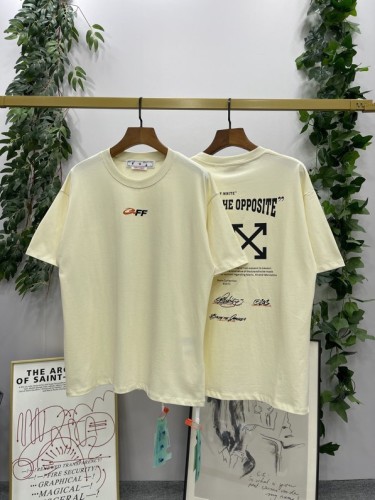 [50% Off]Off White 1:1 quality version Flocked letter arrow short sleeve T-shirt 22982306