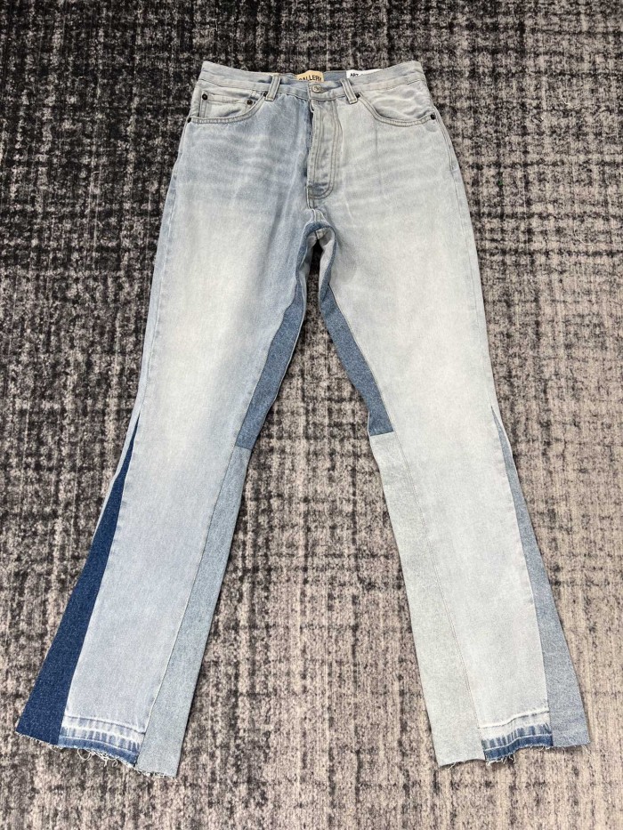 1:1 quality version Light blue Hand-stitched flared Pants