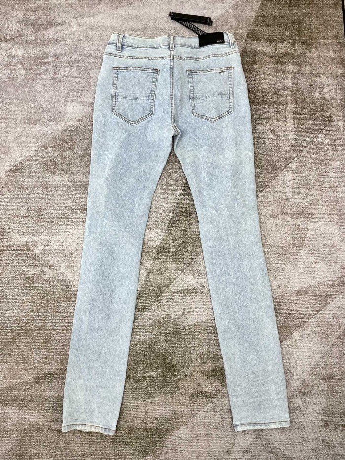 1:1 quality version Patchwork jeans in light gray