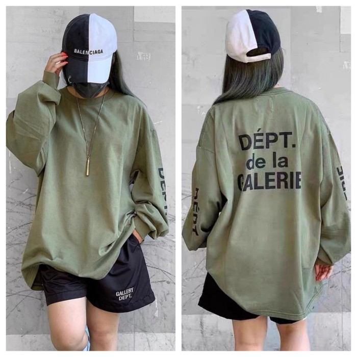 Distressed Logo Letter Print Long Sleeve Tee