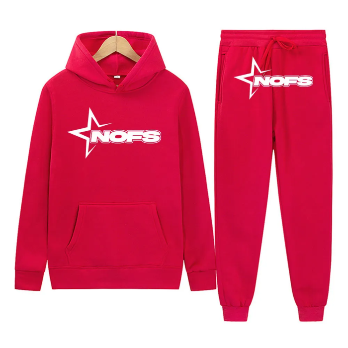 White Bright Star Print Sweatshirt Sweatpants Set