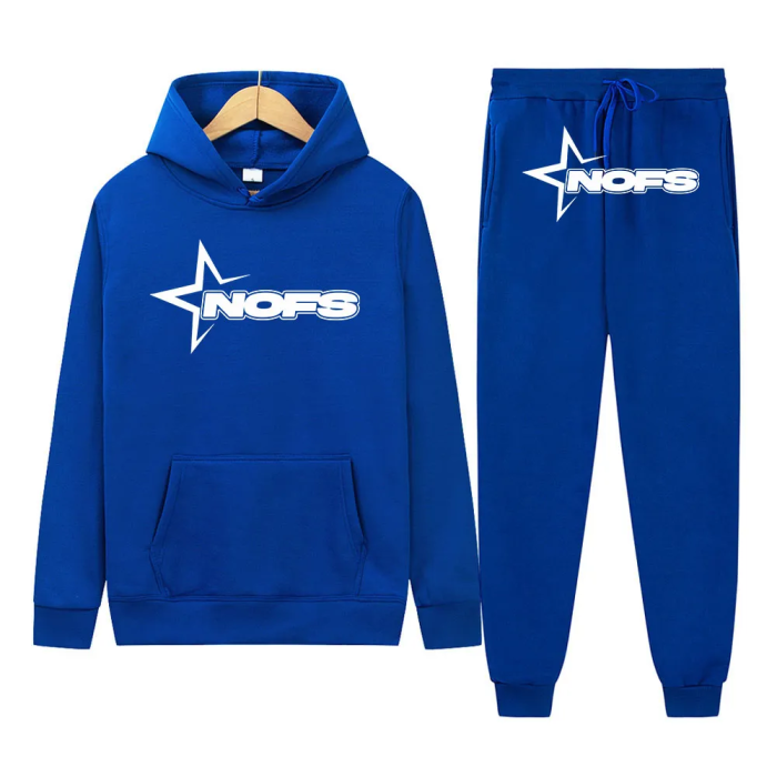 White Bright Star Print Sweatshirt Sweatpants Set