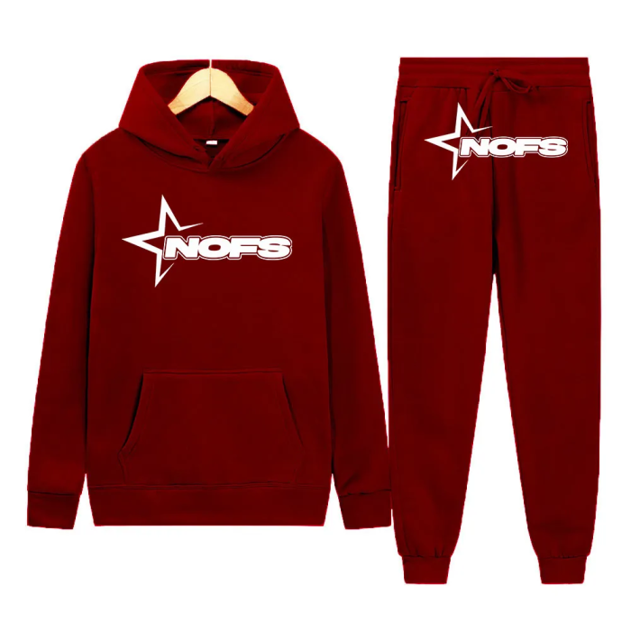 White Bright Star Print Sweatshirt Sweatpants Set