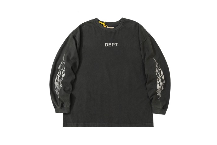 Letter LOGO Flame Print Long Sleeve Tee
