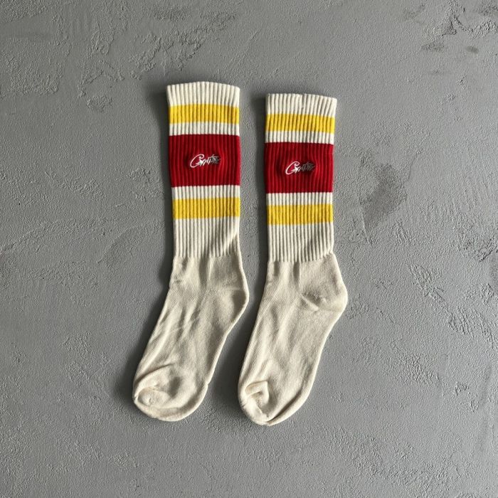 1:1 quality version Double Patchwork Color Knit Trend Socks